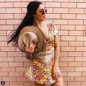 LF Boho Floral Cutout Summer Mini Festival Dress